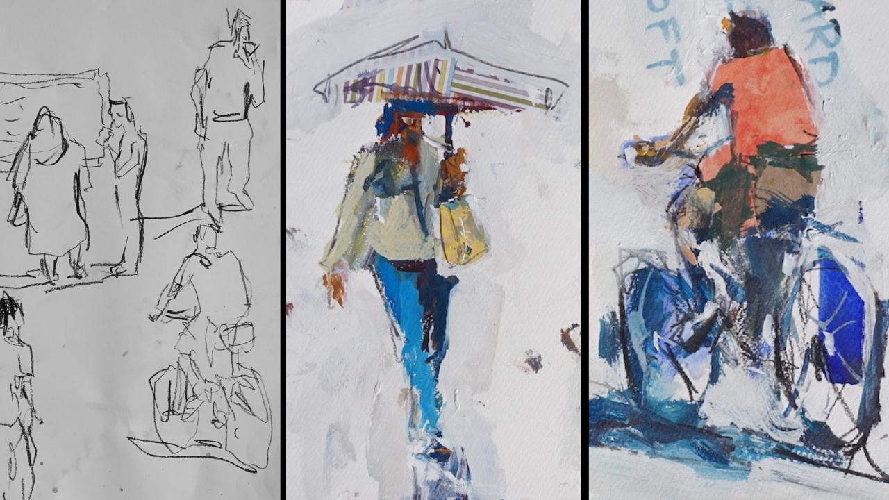 The good news is sketching is a skill that can be learned. Sketching People In Action With Acrylics Charcoal And Collage Explore New Ideas Robert Joyner Skillshare