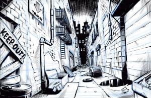 perspective point drawing comic background draw alleyway sketch skillshare class