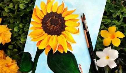 paint sunflowers acrylic easy painting using skillshare paints techniques flowers reference chinniah meenakshi learn flower fun shade class materials