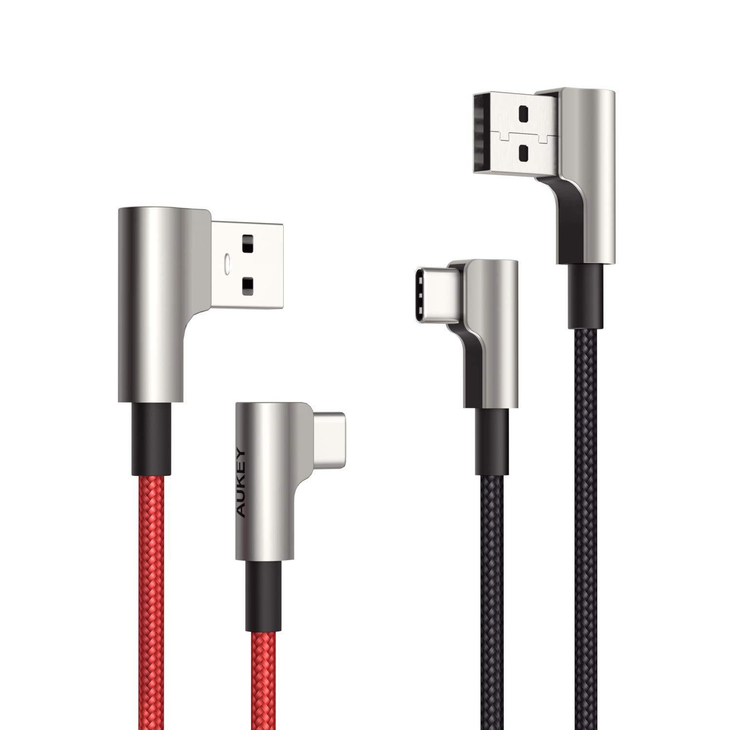 2 Pack 3 3 Aukey Right Angle Nylon Braided Usb C To A Fast Charging Cable Expired