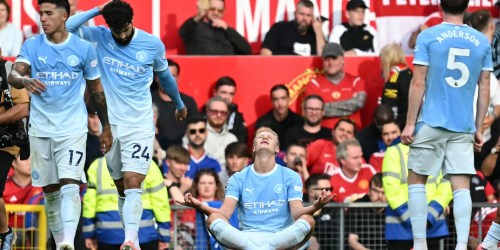 Erling Haaland on target as ten-man Man City beat Man Utd in Manchester derby