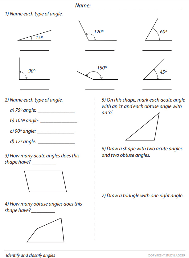 Identifying and classifying angles