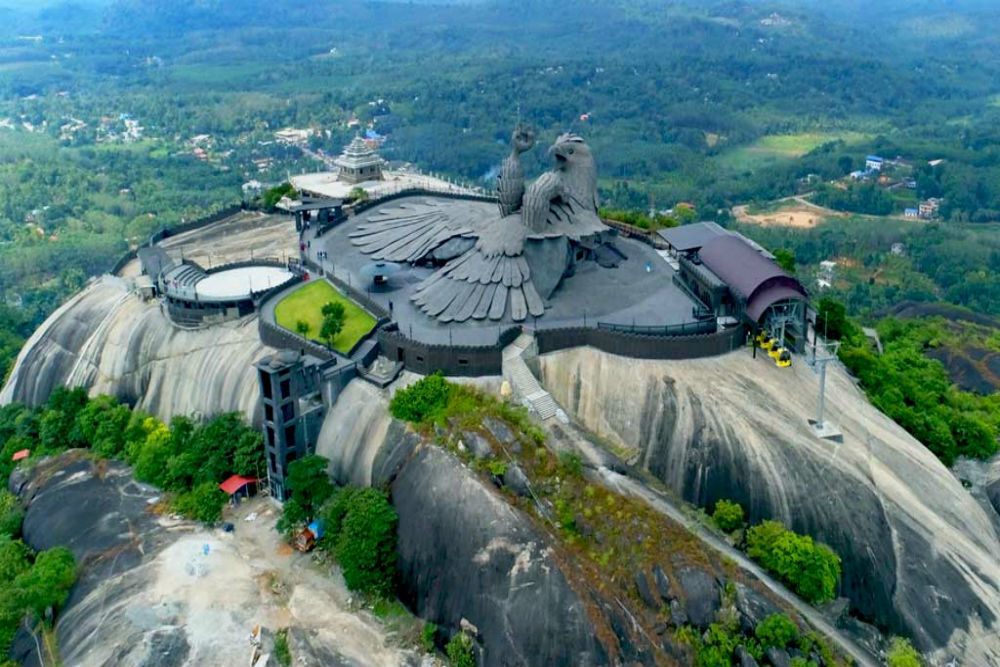 Jatayu park is a massive nature park in kerala. Jatayu Adventure Centre In Kerala Has The World S Largest Bird Sculpture Kollam Times Of India Travel
