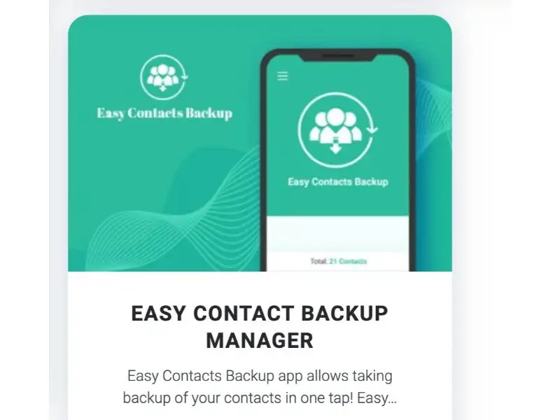 Easy Contacts Backup Manager Gadgets Now