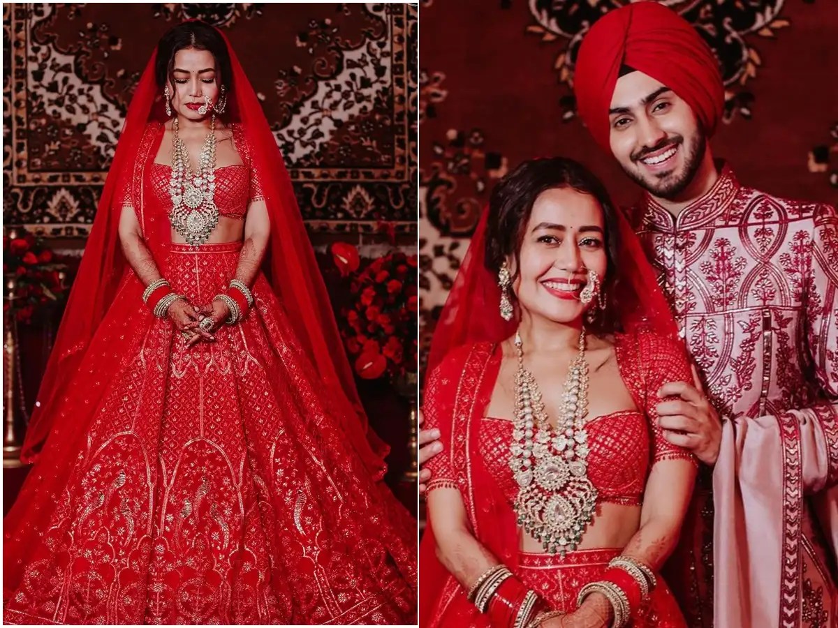 Neha Kakkar And Rohanpreet Singh Share Unseen Pictures From The Wedding Day The Newly Married Couple Looks Ravishing In Red The Times Of India