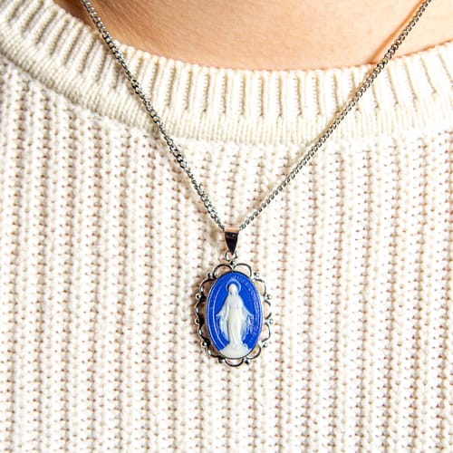 Sterling Silver Genuine Our Lady of Grace Cameo