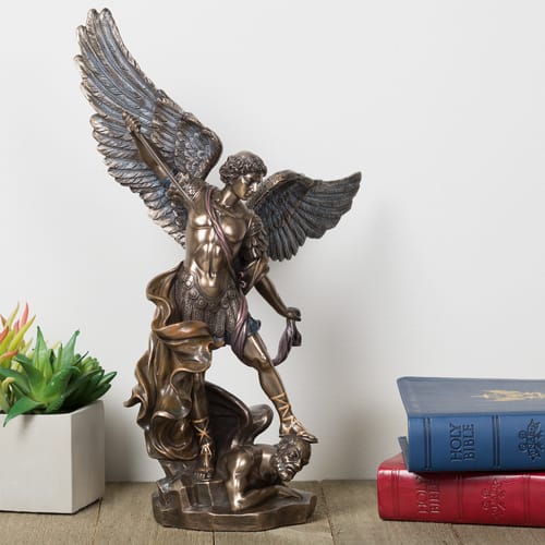 St. Michael Bronze Finish Statue, 14"
