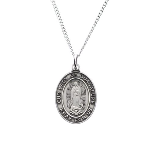 Sterling Silver Our Lady of Guadalupe Oval Medal