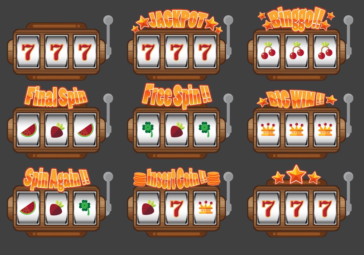 Slot machine ui design 108708 vector art at vecteezy