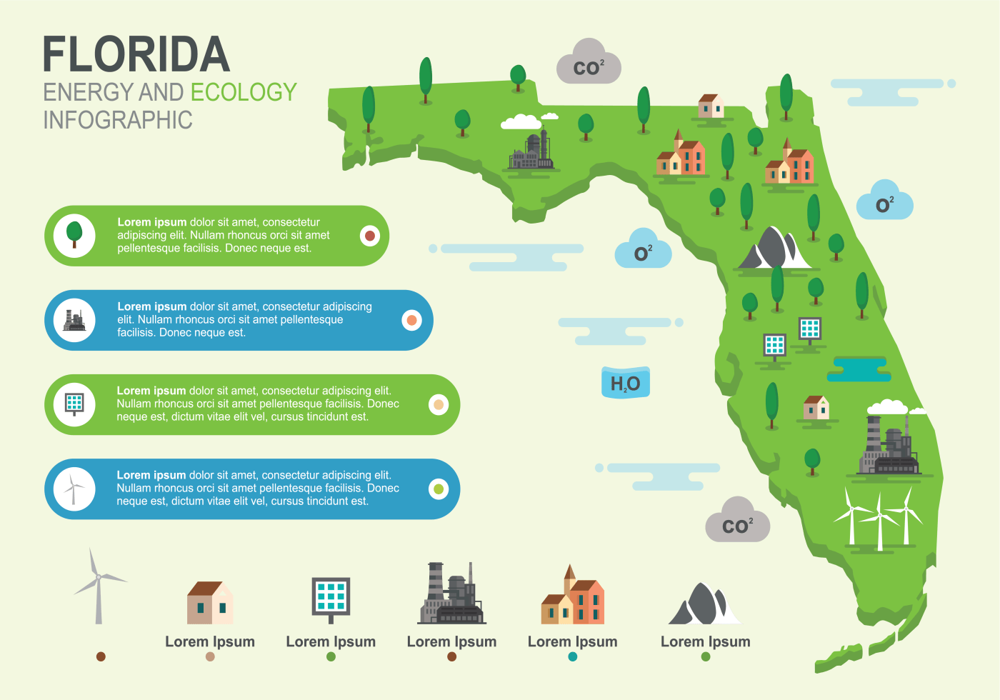 Florida Map Infographic 157532 Vector Art At Vecteezy Florida Map Infographic Vector 