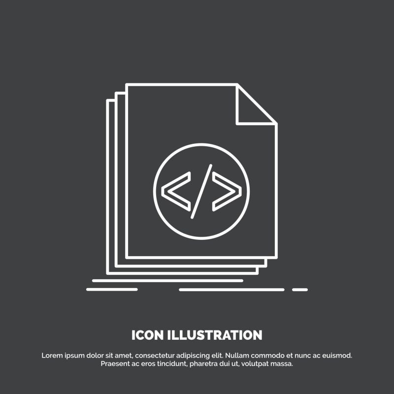 Code Coding File Programming Script Icon Line Vector Gray Symbol - Premium 8K Abstract Illustrations | Free Download