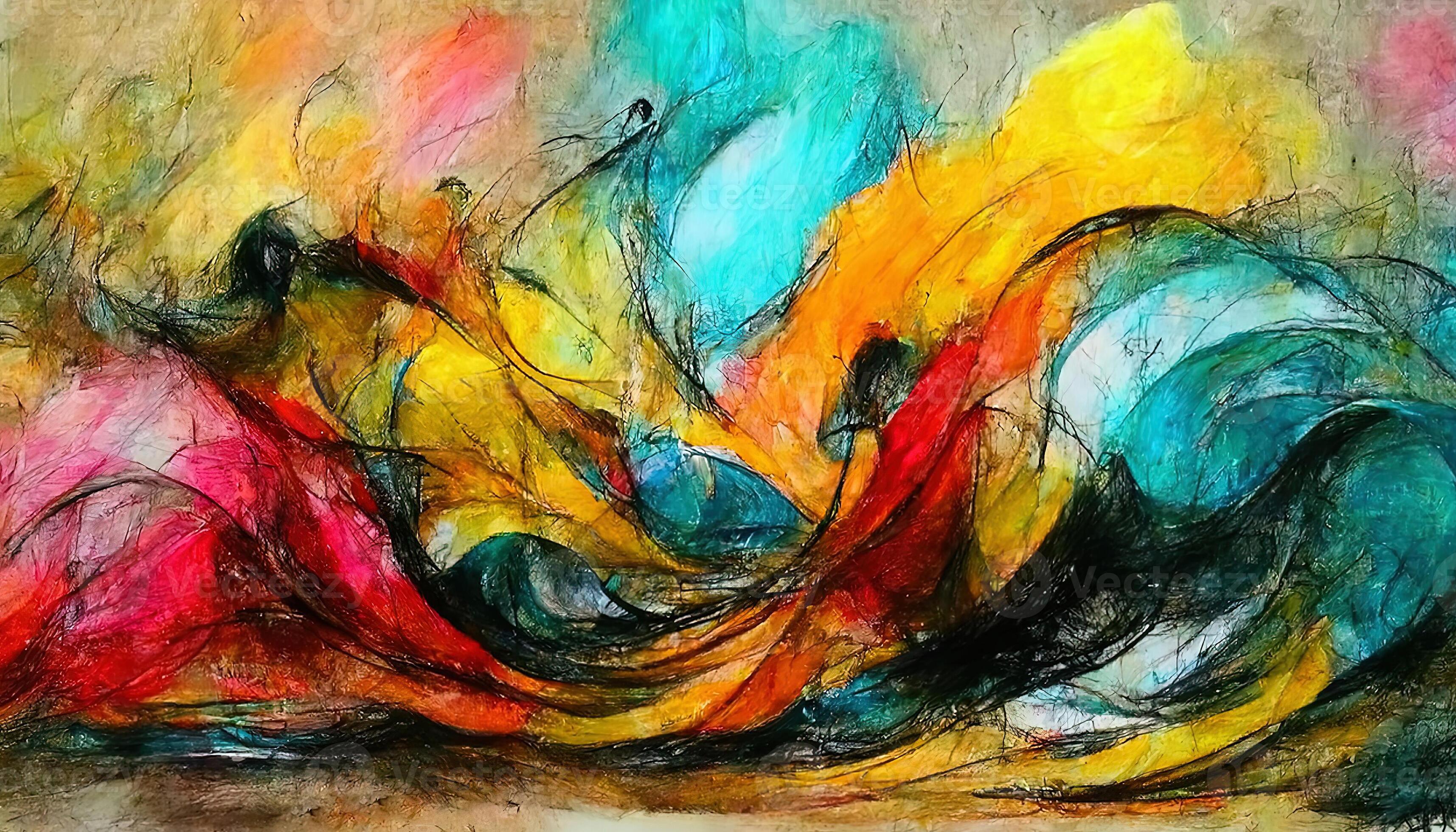 Wonderful oil pastel drawing. abstract color background, fine art print, impressionism style