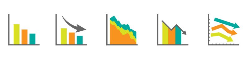Decrease Graph Icon Declining Business Report Symbol Linear Stroke Line Chart Graphic Vector - Nature Texture Collection - Full HD Quality
