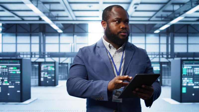 Software Developer Walking Between Server Rows In Data Center Stock Image Image Of Setup - Stunning Nature Picture - 4K