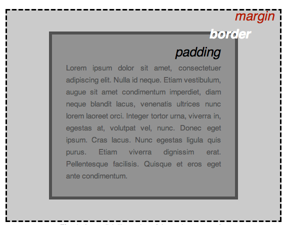 The outer div is making a square and inner div contains the content. The Css Layout Model Borders Boxes Margins And Padding Webplatform Docs
