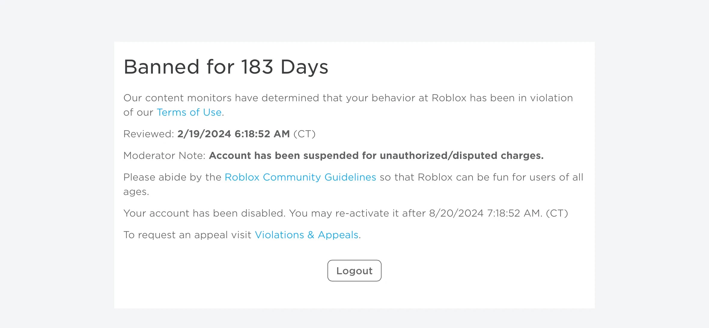 Got Banned On Roblox For 6 Months Due To No Reason Fandom 9fce3d6c E157 456a 8d6a