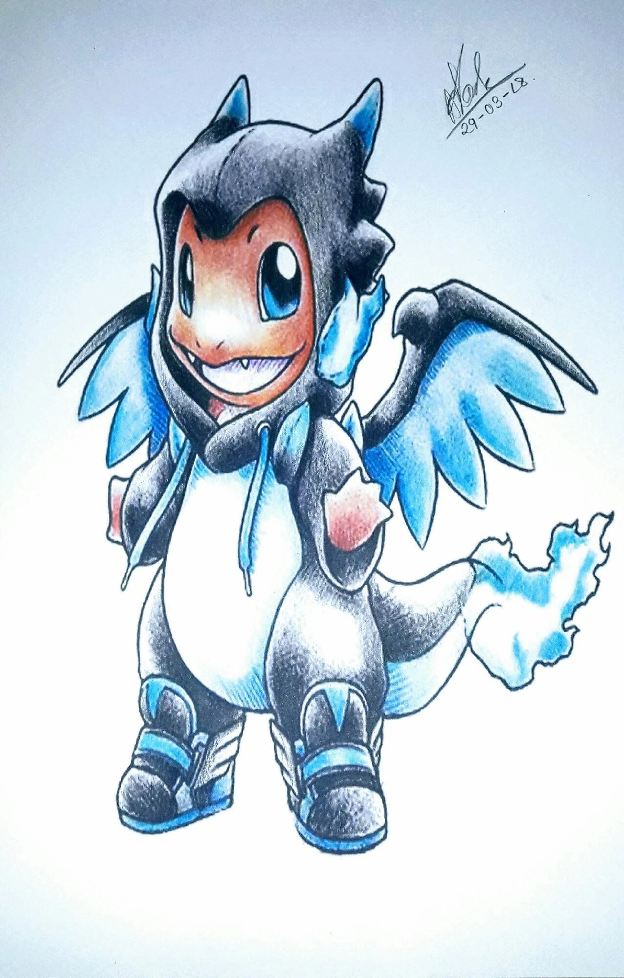 My Drawing #8 ~ Charmander In Mega Charizard X Costume || | Fandom