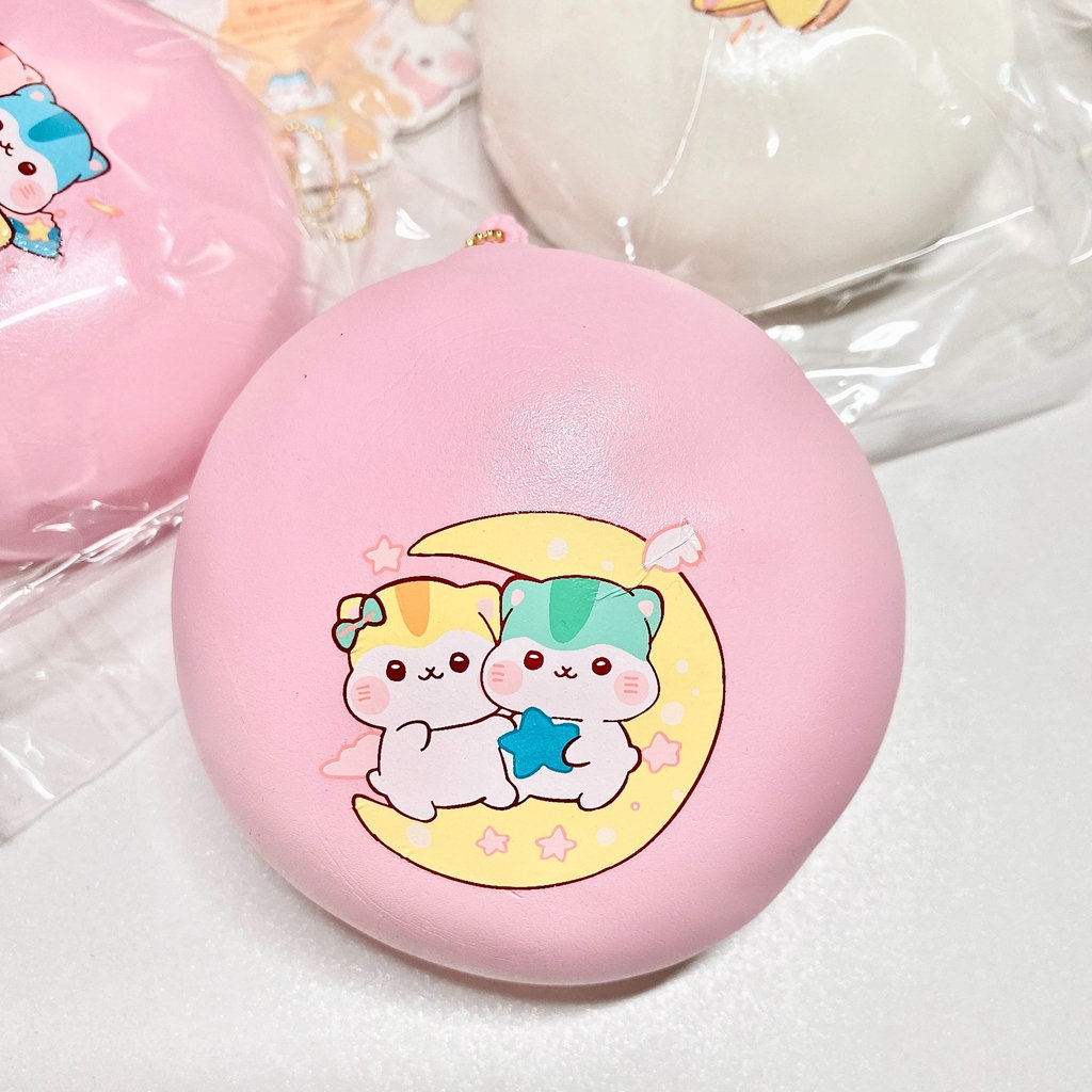 Find helpful customer reviews and review ratings for popularboxes mini poli hamster inside a peach squishy, 1 pc, scented slow rising squishies, . Poli Jumbo Pink White Stars Moon Bun Squishy Mysite