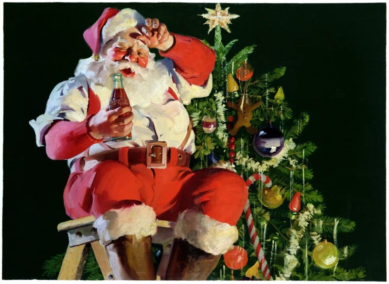 Why we Celebrate Christmas: A Coca Cola advert featuring Santa, by pin-up artist Haddon Sundblom