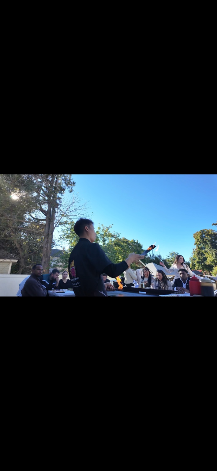 Live fire performance during the private hibachi event