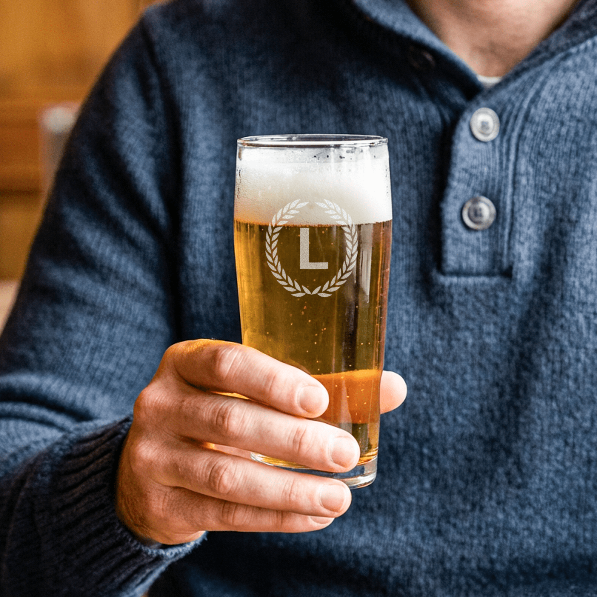 Indgraveret mini ølglas – 1 stk.