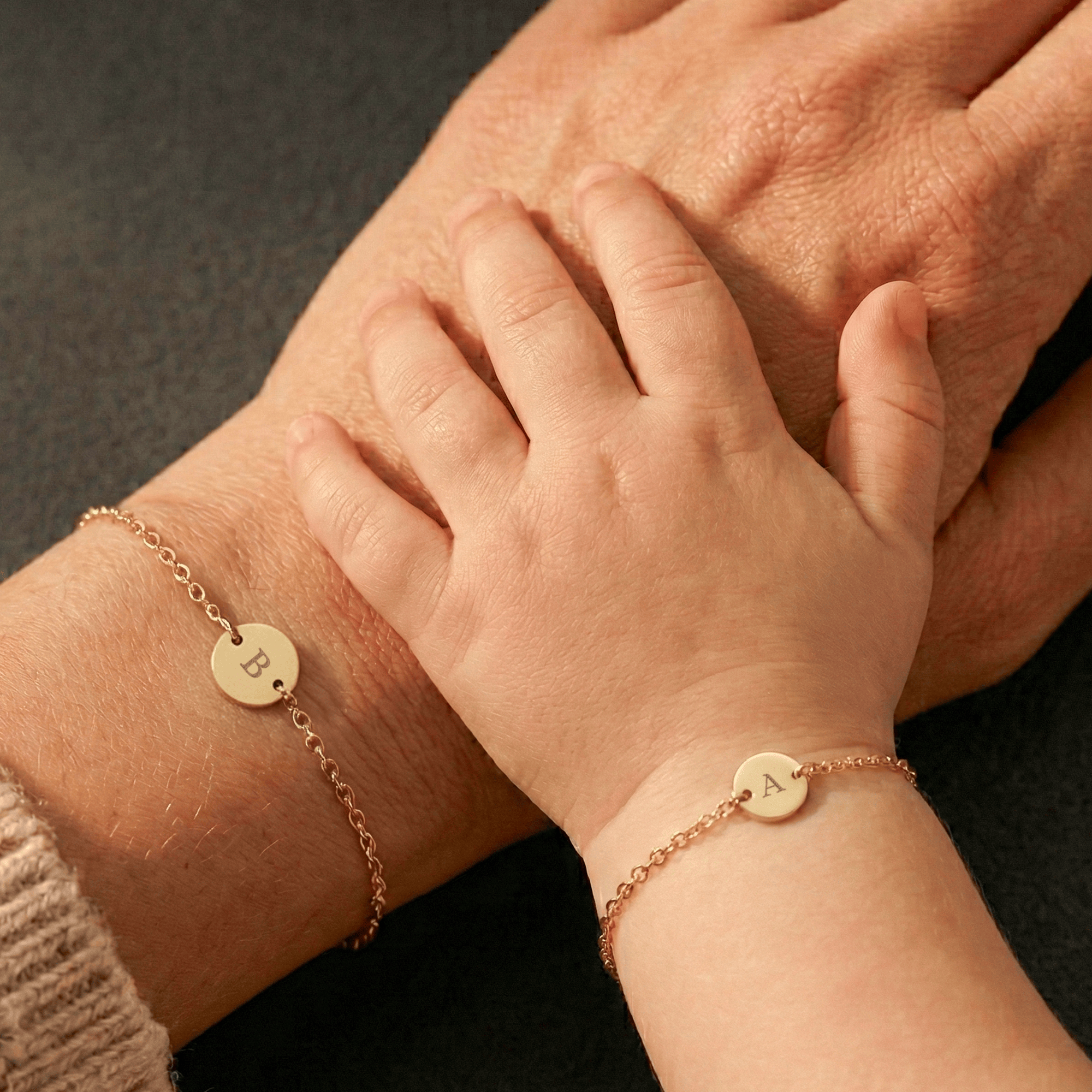 Mor-datter armbånd – Guld – 16 & 13 cm