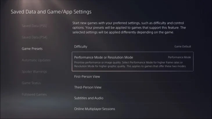 Optimize Your Xbox Or PS5 Performance Quality And Resolution Mode Ps5 Game Presets 