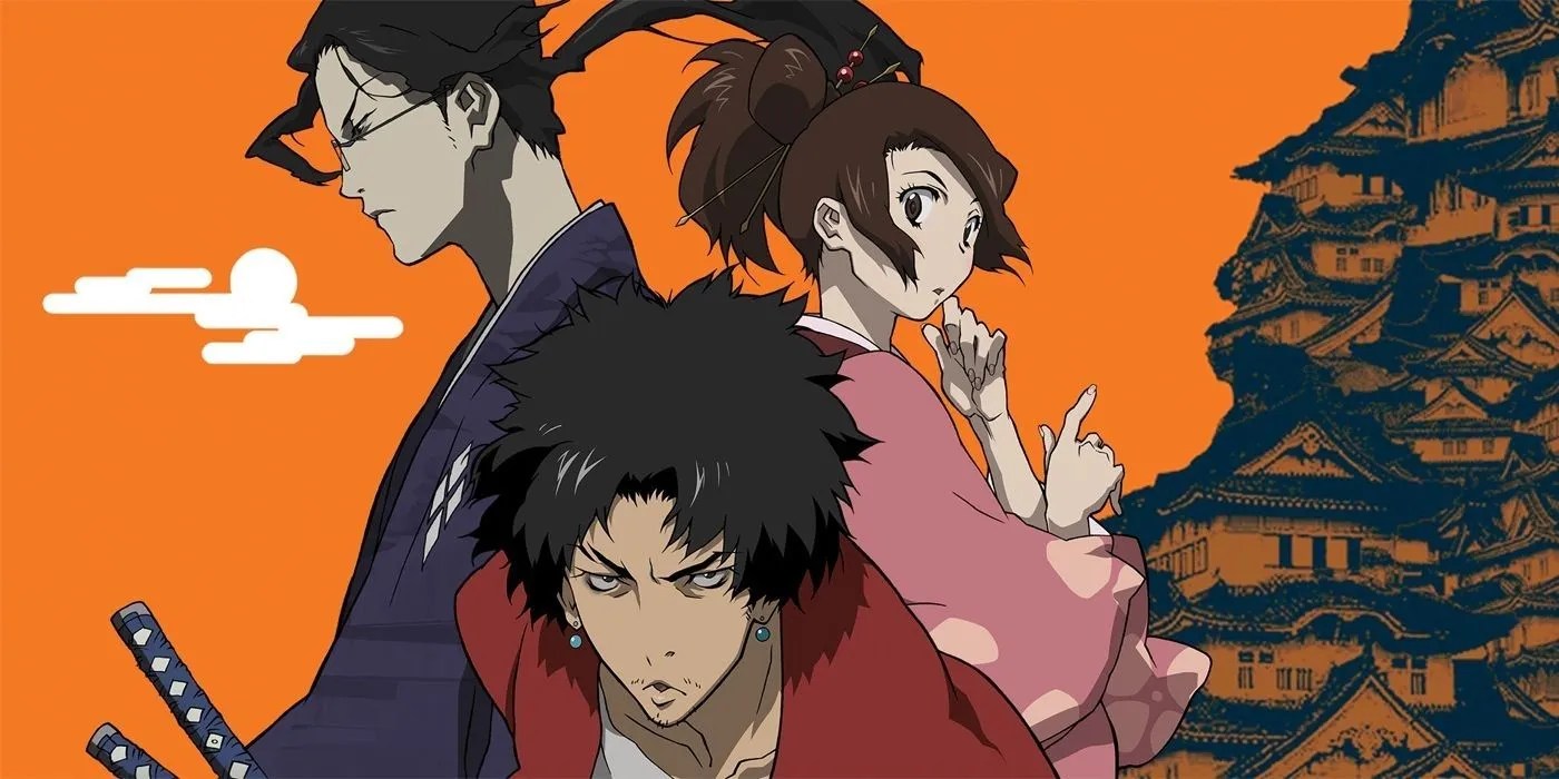 Jin, Mugen y Fuu en el arte clave de Samurai Champloo.