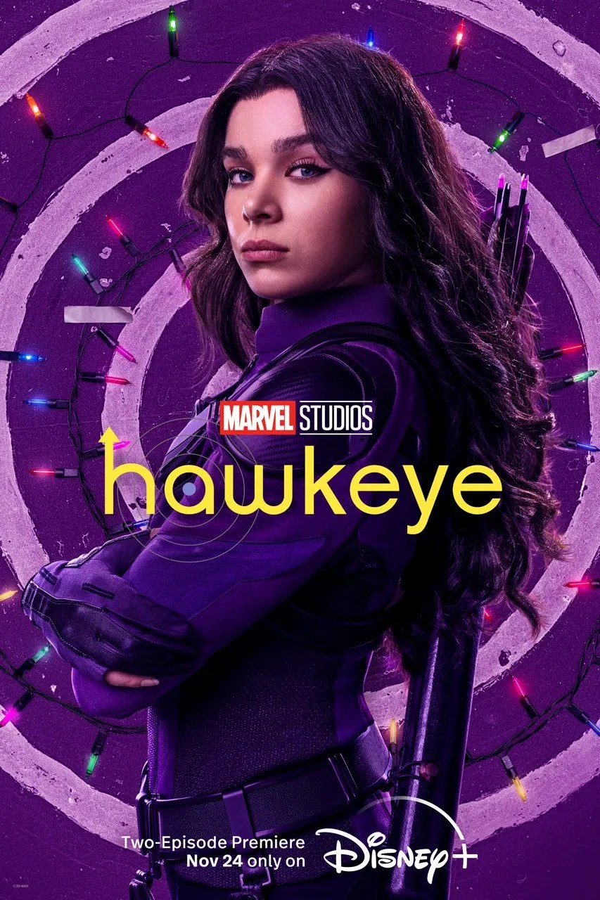 Hawkeye hailee steinfeld kate bishop character poster. Hawkeye Character Posters Show Clint S Hearing Aid Lucky S Missing Eye