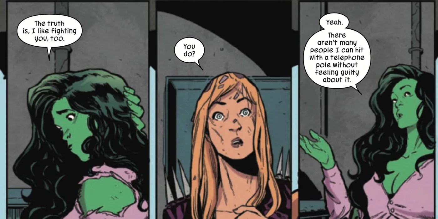 She-Hulk and Titania talk honestly about how they like fighting each other.