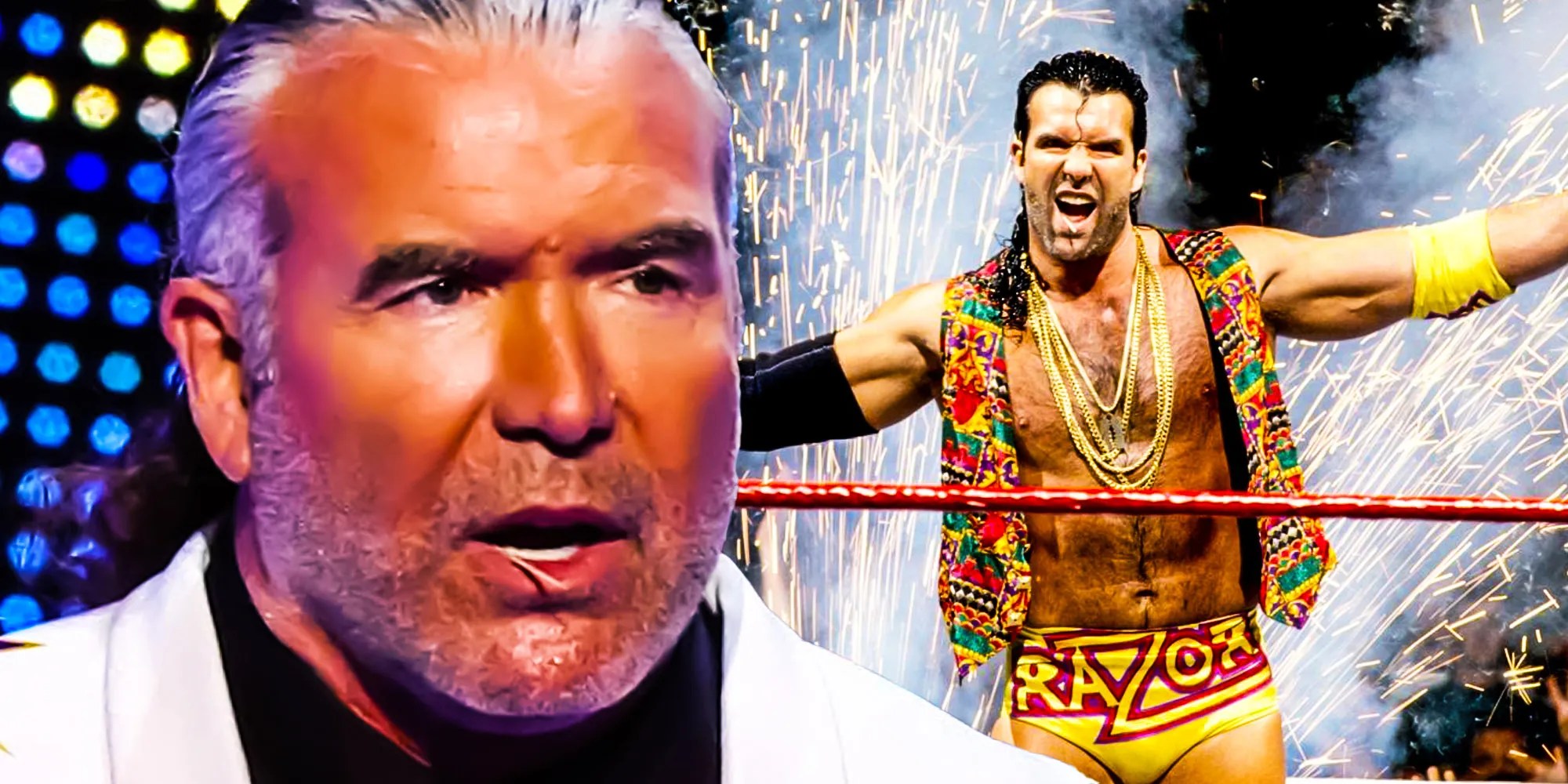 Trained during the twilight of the territorial era of wrestling, scott hall got his big break in wwf doing a glorified scarface . 8fbnuvzwl5fw4m