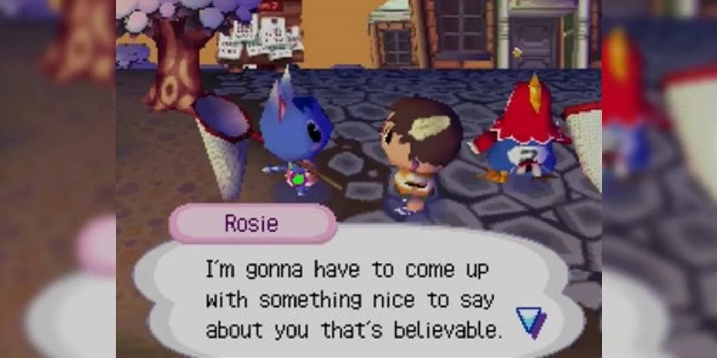 Animal Crossing cat Rosie is rude to the villager in Animal Crossing: Wild World.