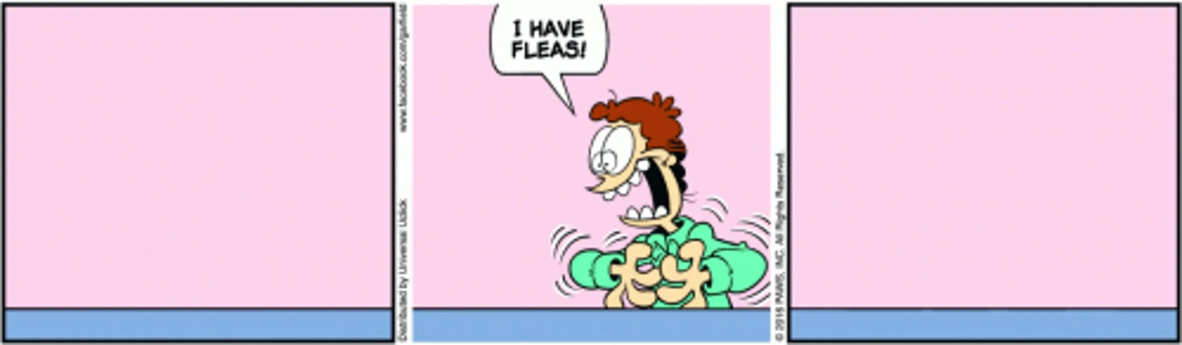 Garfield menos Garfield, Jon Arbuckle se asusta, llorando: '¡Tengo pulgas!'