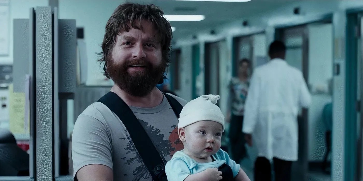 Alan con un bebé en la resaca