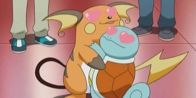 Pokémon: Raichu and Squirtle in love