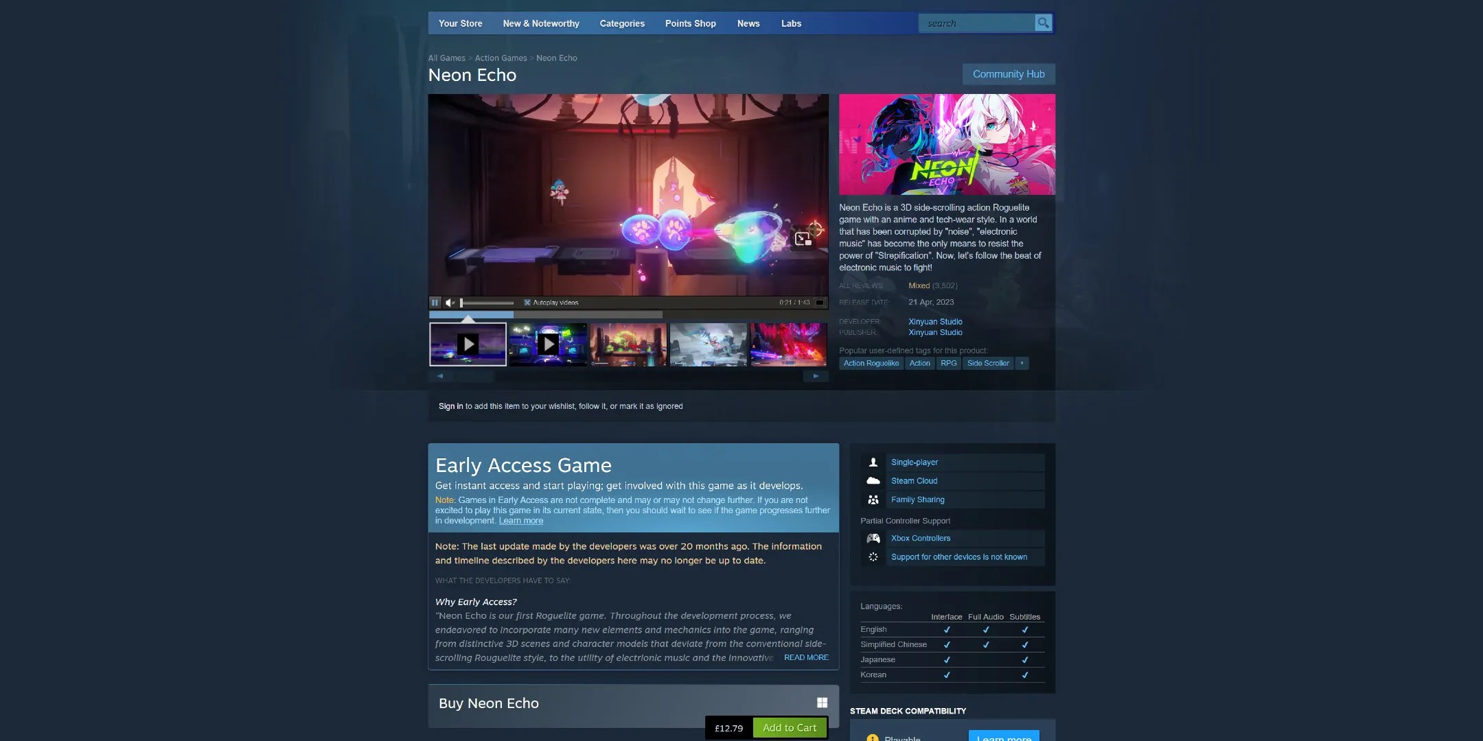 Steam Update Warns You When Devs Have Abandoned Early Access Games Neon Echo 