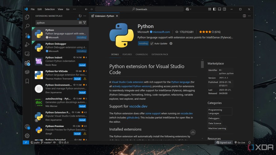 Добавление Python в код VS
