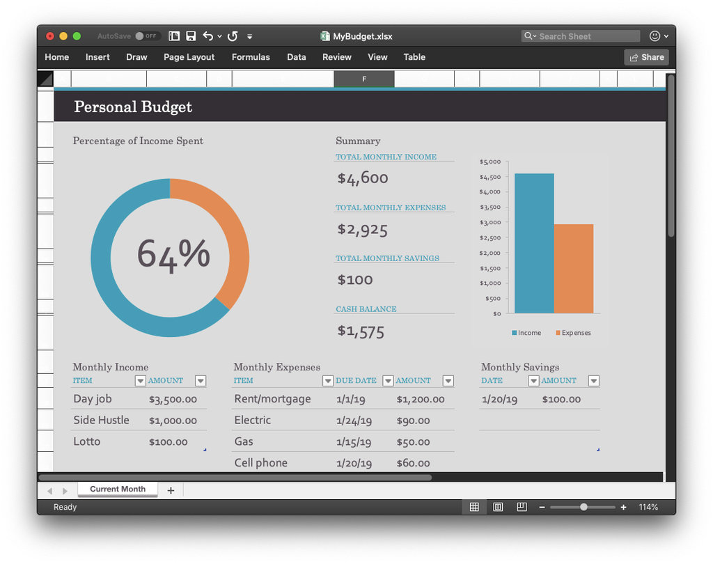 Budget Template Excel 2019