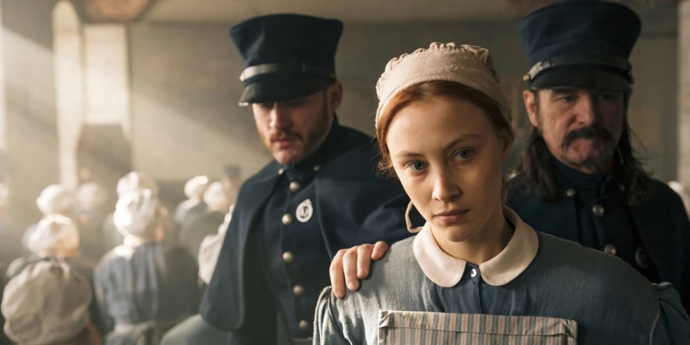 Grace Marks is arrested and led out by two policeman. Courtesy Netflix