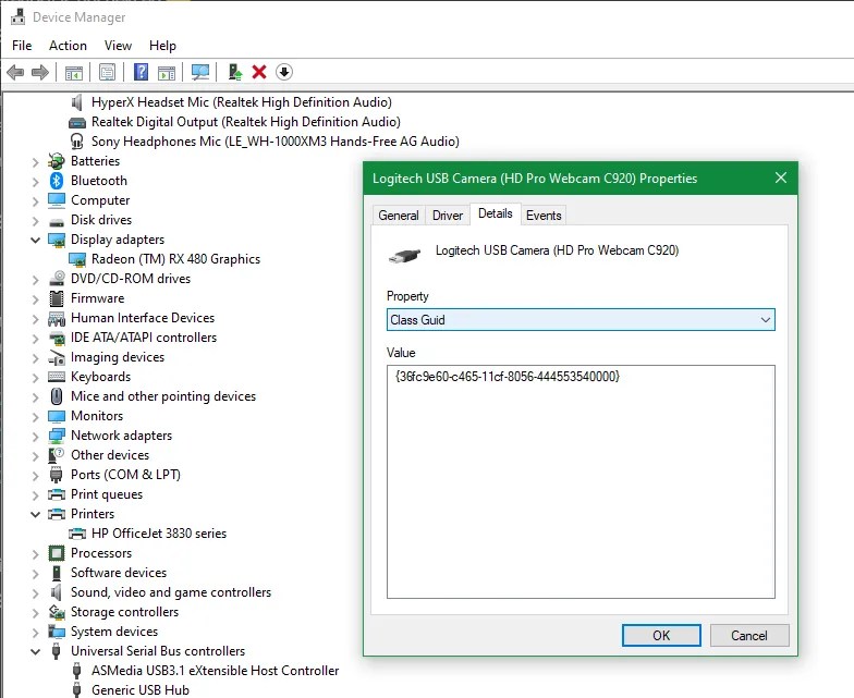 Windows Class GUID Device Manager