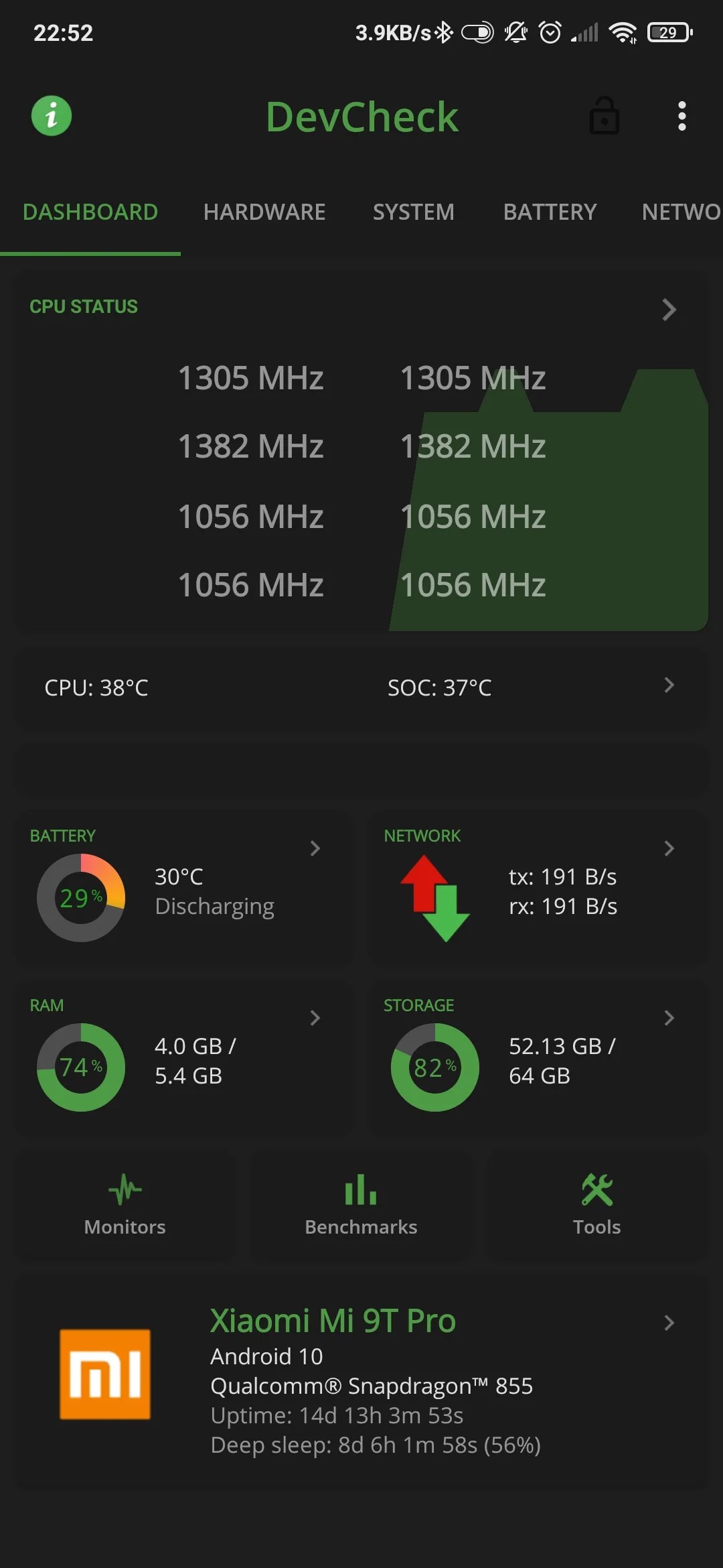 Android phone specs overview by Devcheck