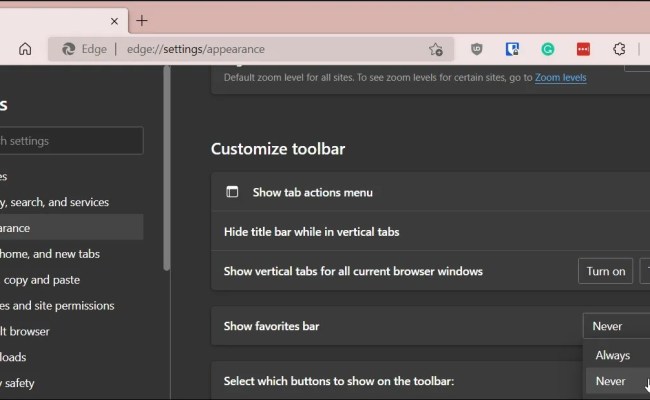 How To Show Or Hide The Bookmarks Bar In Chrome, Edge, Firefox, Vivaldi, And Opera On Windows