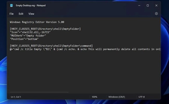 How To Add An Option To Empty A Folder To The Context Menu In Windows 11