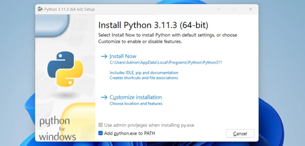 Installation correcte de Python