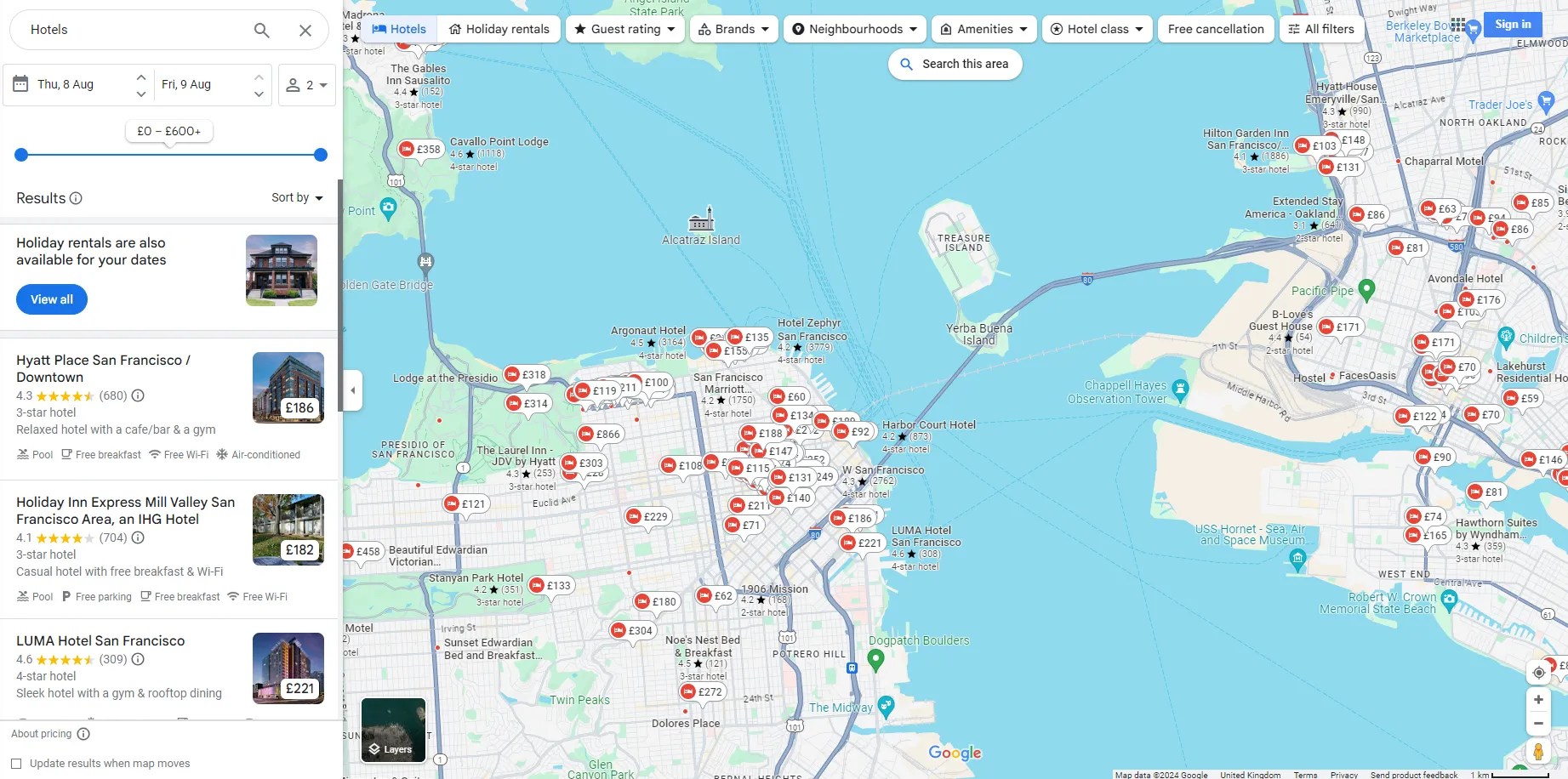 Google maps hotels auf route anzeigen