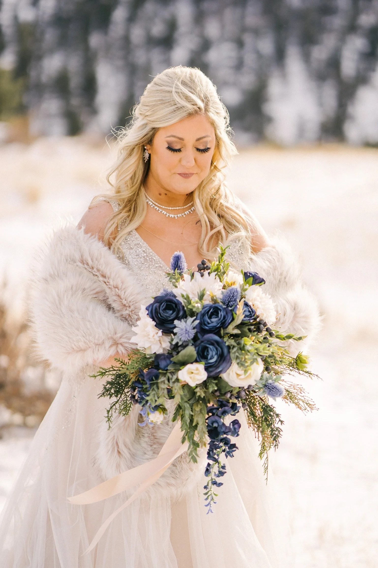 Silk bridal bouquet with peach roses, coral dahlias — holly's wedding