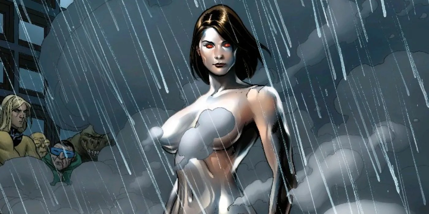 Extremis Ultron emerges from rain in Marvel Comics. 