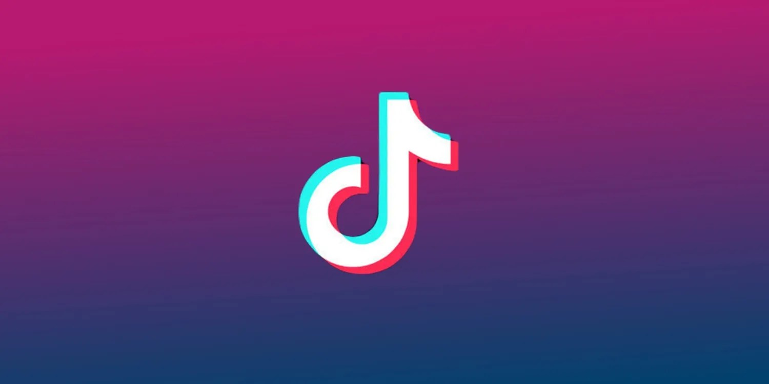 Logotipo de Tiktok en fondo de gradiente púrpura y azul