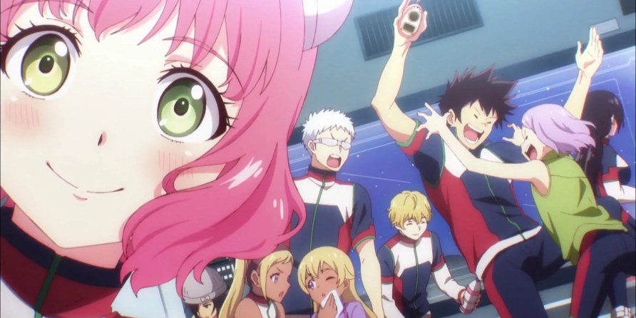Aries stands up close to the screen, while other characters celebrate in the background.