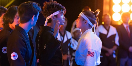 Kwon and Robby having a close confrontation in Cobra Kai season 6 part 2